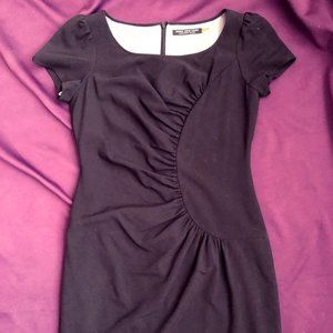 Perfect Capped Sleeve Black Sheath Dress